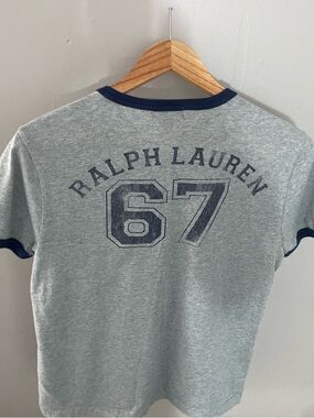 Polo by Ralph Lauren Grey and Navy Kids Logo Ringer Tee